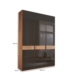 Clearance Wohnen Glasfront-Schlafzimmerschrank in Dunkelbraun - Hung