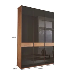 Clearance Wohnen Glasfront-Schlafzimmerschrank in Dunkelbraun - Hung