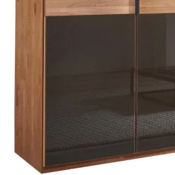 Clearance Wohnen Glasfront-Schlafzimmerschrank in Dunkelbraun - Hung