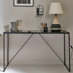 Best Wohnen Glasschreibtisch aus Schwarzglas - Pathos