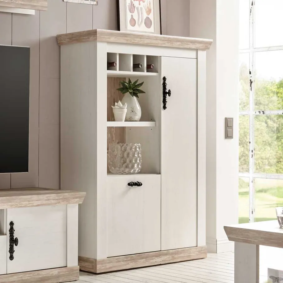 Clearance Wohnen Günstiges Highboard im Scandi Chic Nedita in Weiß
