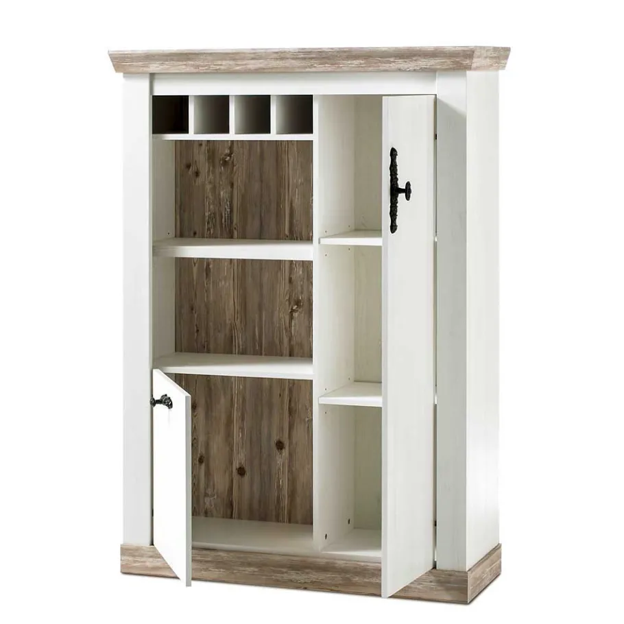 Clearance Wohnen Günstiges Highboard im Scandi Chic Nedita in Weiß