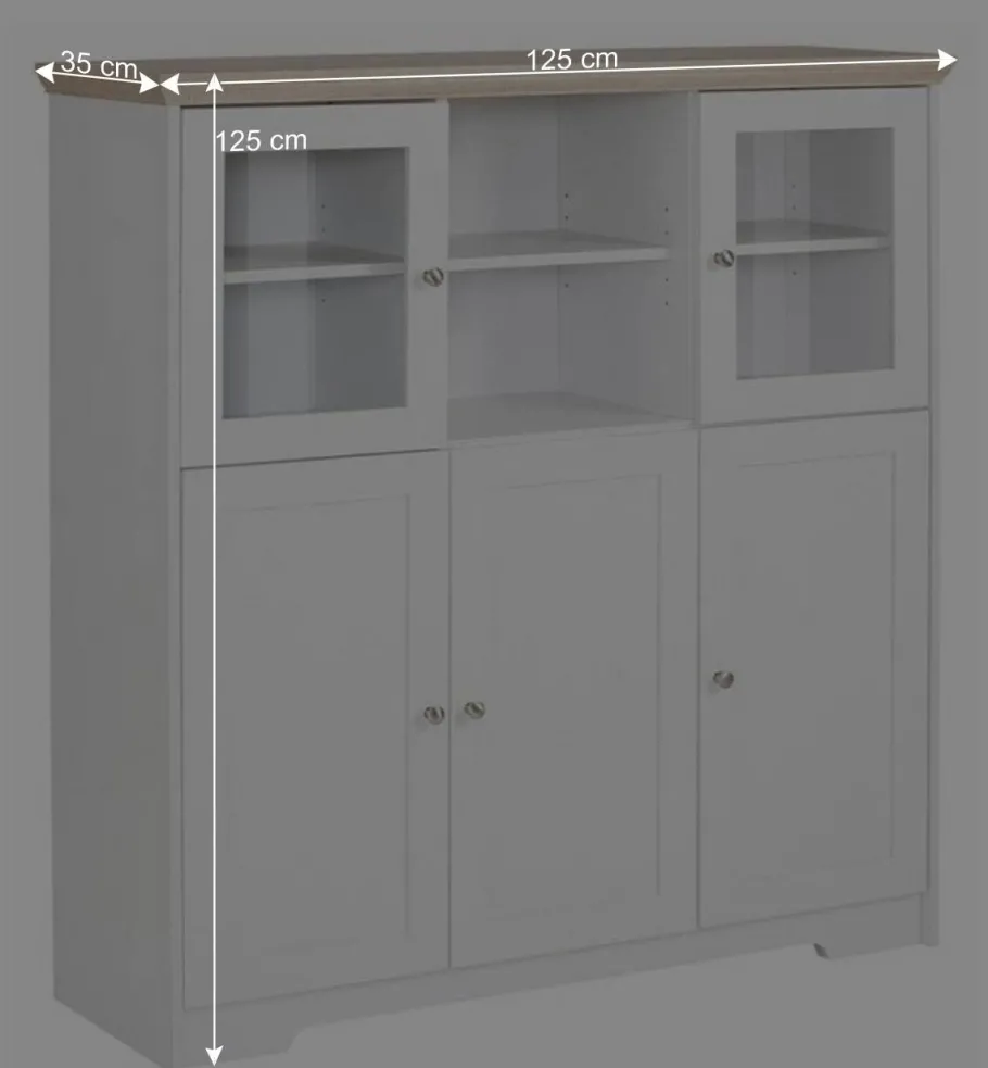Discount Wohnen Günstiges Landhaus Highboard 125x125x35 - Akedra