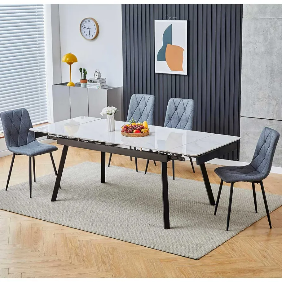 Sale Wohnen Graue Esszimmerstühle aus Samt - Epos (4er Set)