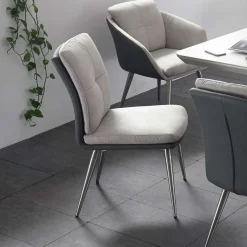 Online Wohnen Graue Esszimmerstühle Casalin mit Edelstahl Gestell (2er Set)