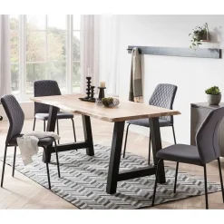 New Wohnen Graue Samtstühle mit Gestell aus Metall - Sharkas (2er Set)