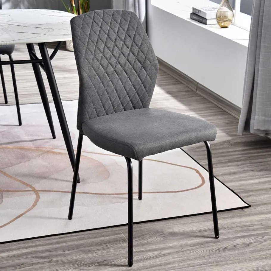 Outlet Wohnen Graue Stoffstühle modern - Lenox (4er Set)