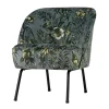 New Wohnen Grauer Polstersessel mit Blumen Muster Melissa im Retro Look