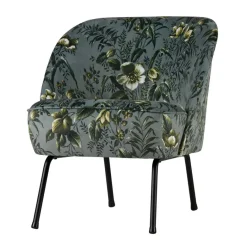 New Wohnen Grauer Polstersessel mit Blumen Muster Melissa im Retro Look