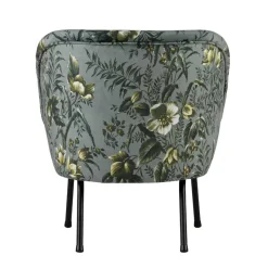 New Wohnen Grauer Polstersessel mit Blumen Muster Melissa im Retro Look