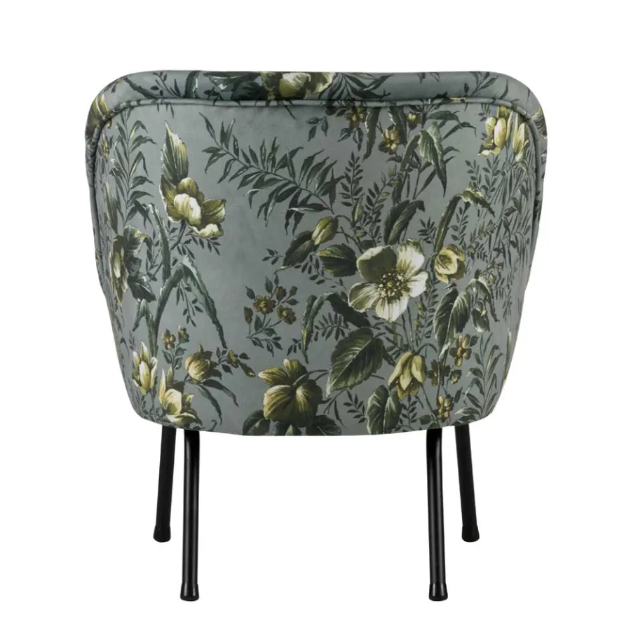 New Wohnen Grauer Polstersessel mit Blumen Muster Melissa im Retro Look