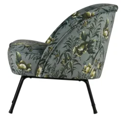 New Wohnen Grauer Polstersessel mit Blumen Muster Melissa im Retro Look