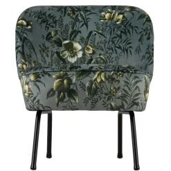 New Wohnen Grauer Polstersessel mit Blumen Muster Melissa im Retro Look