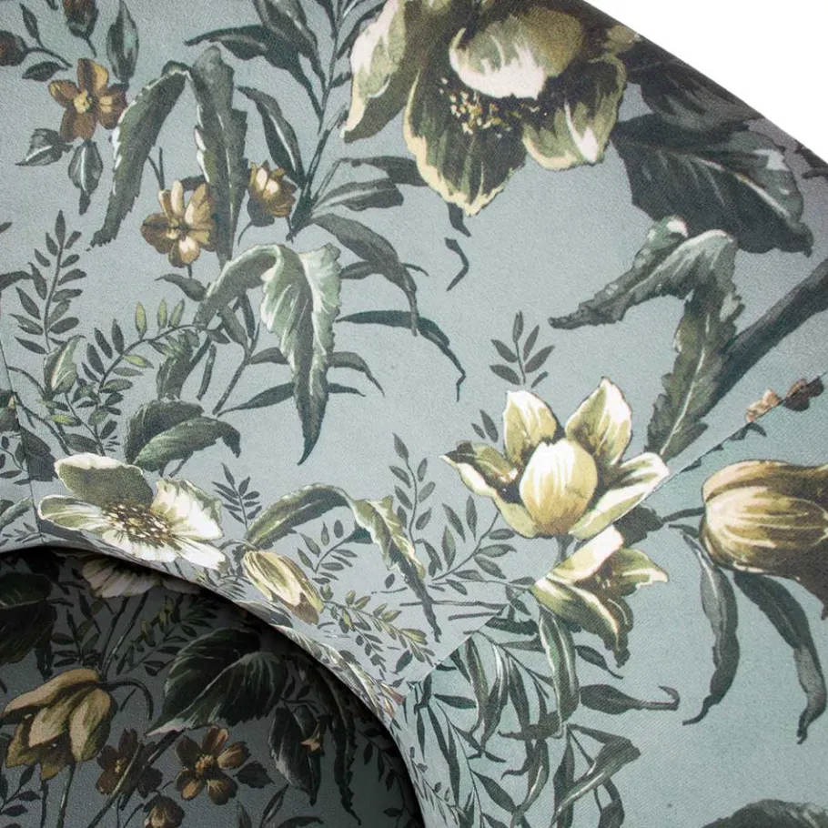 New Wohnen Grauer Polstersessel mit Blumen Muster Melissa im Retro Look