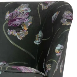 Best Wohnen Grauer Samt Sessel mit Tulpen Lila - Kiyoshi