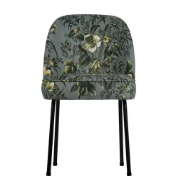 Outlet Wohnen Grauer Samt Stuhl mit Blumen bedruckt - Viviann (2er Set)