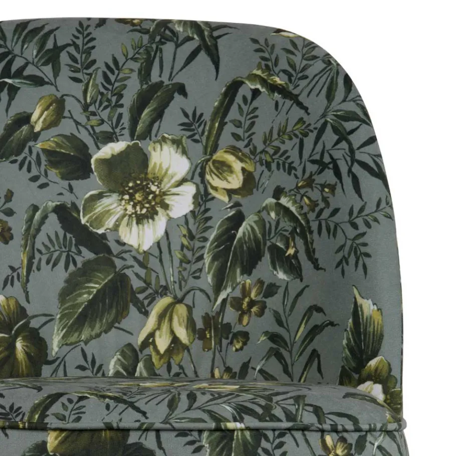 Outlet Wohnen Grauer Samt Stuhl mit Blumen bedruckt - Viviann (2er Set)