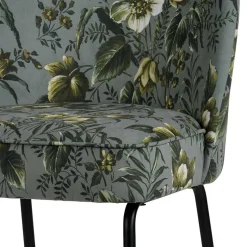 Outlet Wohnen Grauer Samt Stuhl mit Blumen bedruckt - Viviann (2er Set)