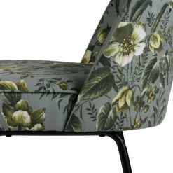 Outlet Wohnen Grauer Samt Stuhl mit Blumen bedruckt - Viviann (2er Set)