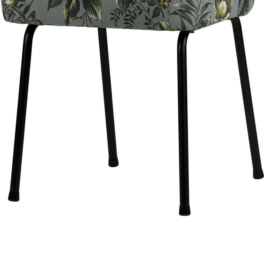 Outlet Wohnen Grauer Samt Stuhl mit Blumen bedruckt - Viviann (2er Set)