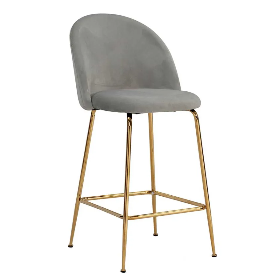 Sale Wohnen Grauer Samt-Barstuhl im Retro Look - Hovalta (2er Set)