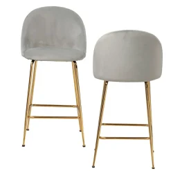 Sale Wohnen Grauer Samt-Barstuhl im Retro Look - Hovalta (2er Set)