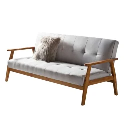 Clearance Wohnen Graues Sofa mit Holzgestell Eiche - Florynn