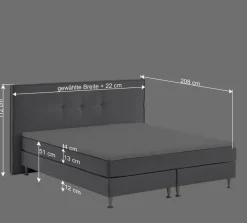 Hot Wohnen H3 Boxspringbett in Hellgrau Stoff & Chrom - Tuwedia