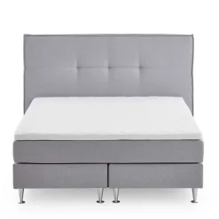 Hot Wohnen H3 Boxspringbett in Hellgrau Stoff & Chrom - Tuwedia