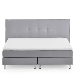 Hot Wohnen H3 Boxspringbett in Hellgrau Stoff & Chrom - Tuwedia