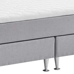 Hot Wohnen H3 Boxspringbett in Hellgrau Stoff & Chrom - Tuwedia