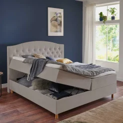Clearance Wohnen H3 Komplettbett mit Bettkasten in Hellbraun - Furcia