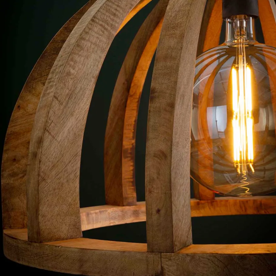 Best Wohnen Halbrunde Hängelampe mit Schirm aus Holz - Tendence