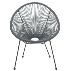 Sale Wohnen Halbrunder Gartenstuhl aus Geflecht in Grau - Hero (2er Set)