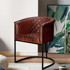 Sale Wohnen Halbrunder Tischsessel in Braun Leder - Liva