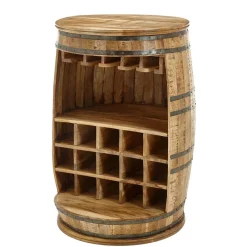 Outlet Wohnen Hausbar im Fass Design aus Mangobaum Holz - Croadiva
