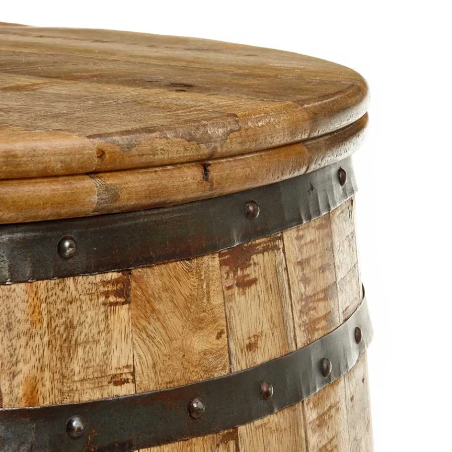 Outlet Wohnen Hausbar im Fass Design aus Mangobaum Holz - Croadiva