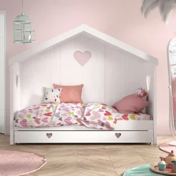 Wohnen Hausbett mit Herz in Weiß - Grandory