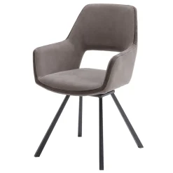 Discount Wohnen Hellbraune Esszimmerstühle aus Microfaser - Loreo (2er Set)