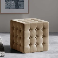 New Wohnen Hellbrauner Couchhocker aus Samt - Bowies