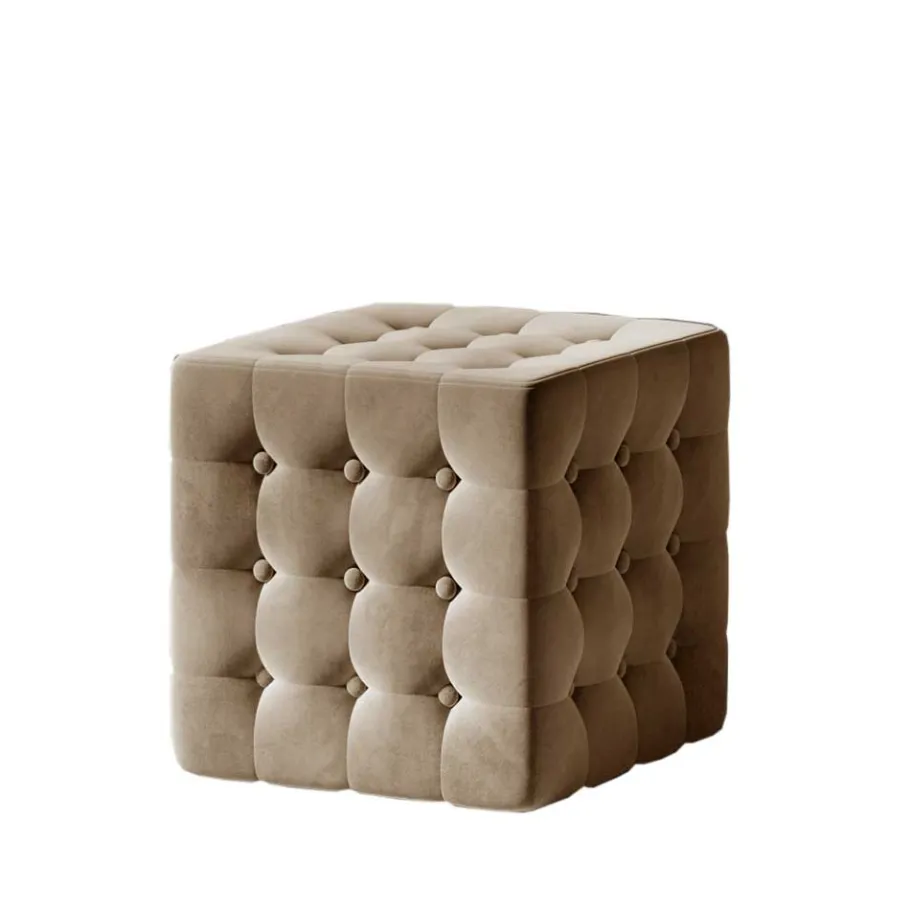 New Wohnen Hellbrauner Couchhocker aus Samt - Bowies