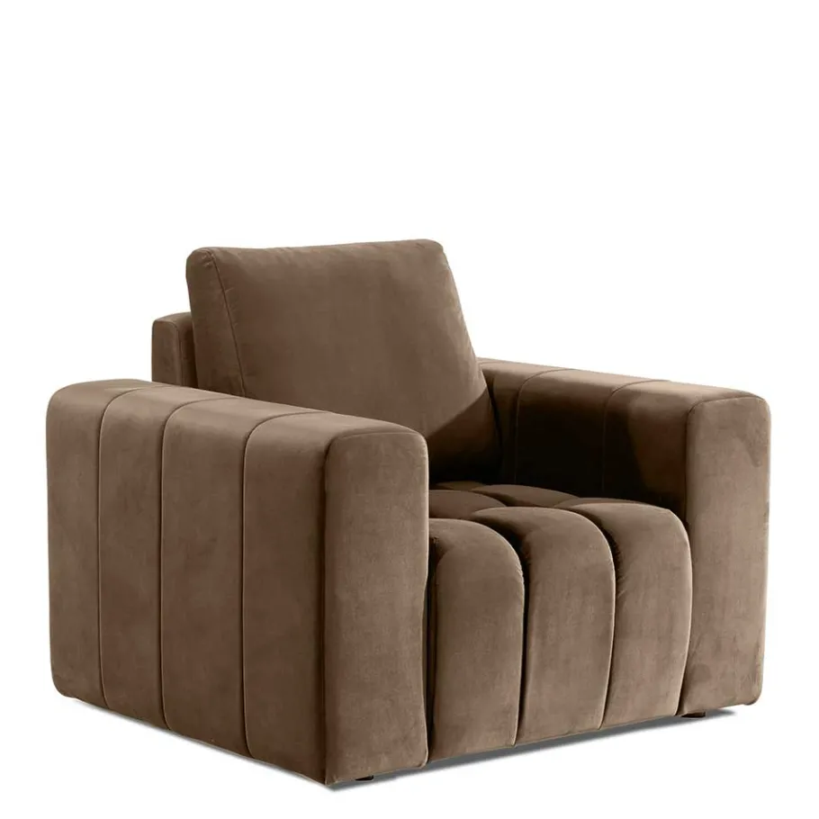 Outlet Wohnen Hellbrauner Samtsessel im Retrostil - Coisma