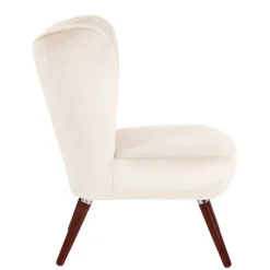 Wohnen Heller Retrosessel in Creme Samtvelours - Catjana