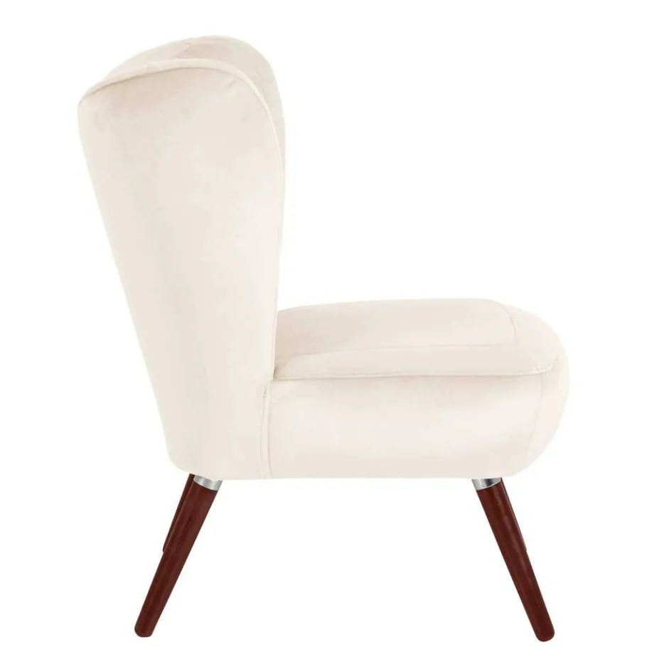 Wohnen Heller Retrosessel in Creme Samtvelours - Catjana