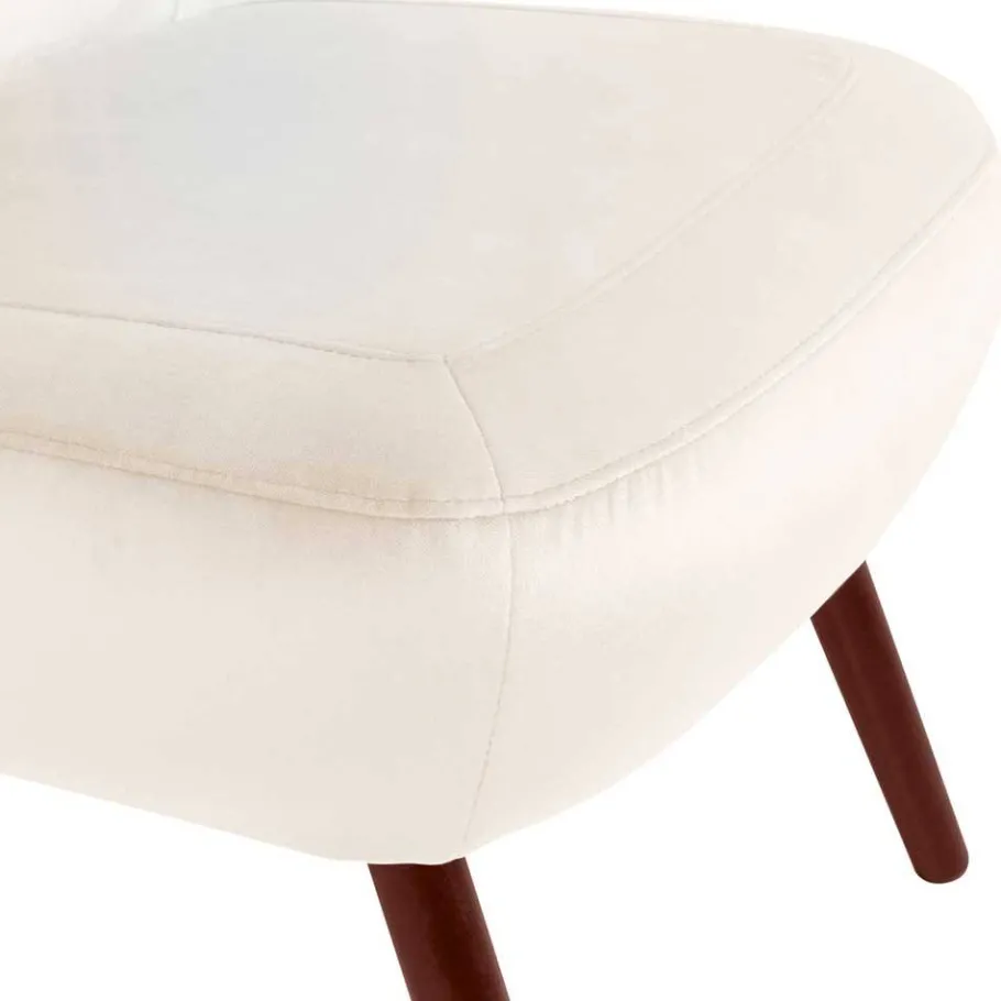 Wohnen Heller Retrosessel in Creme Samtvelours - Catjana
