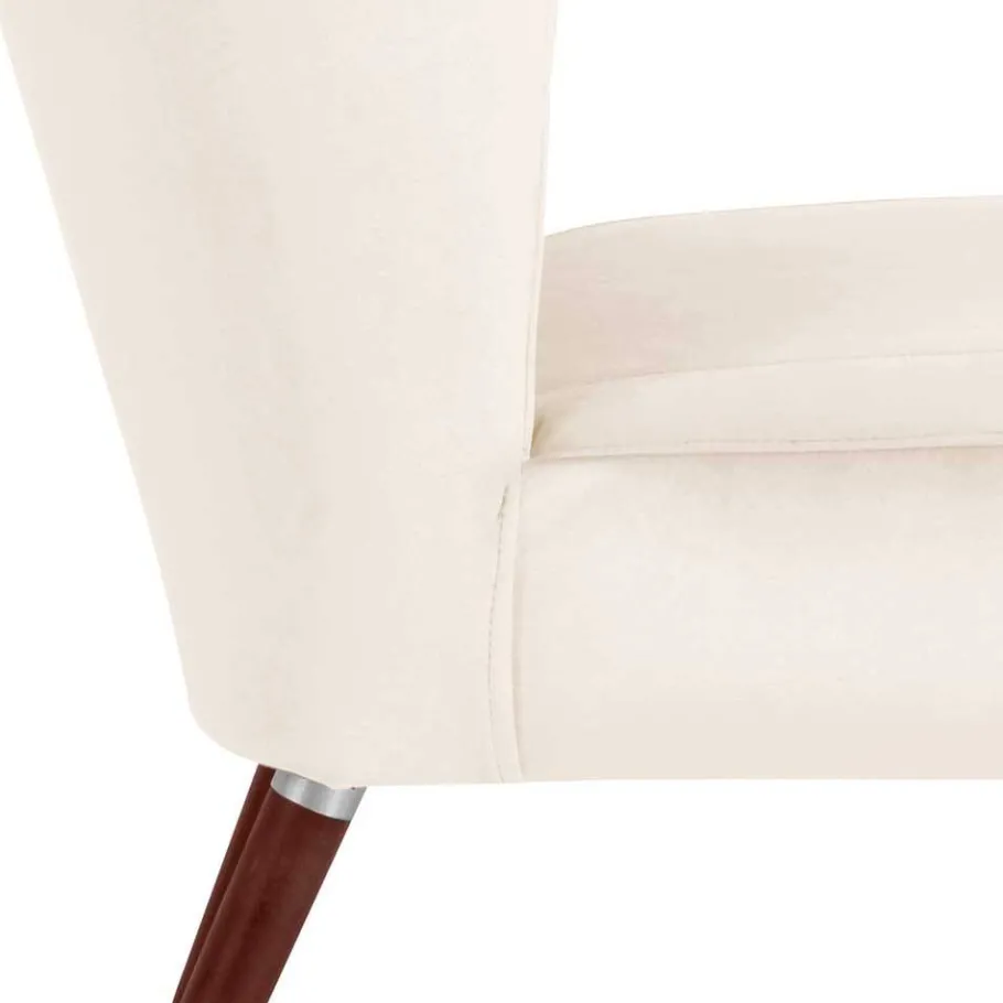 Wohnen Heller Retrosessel in Creme Samtvelours - Catjana