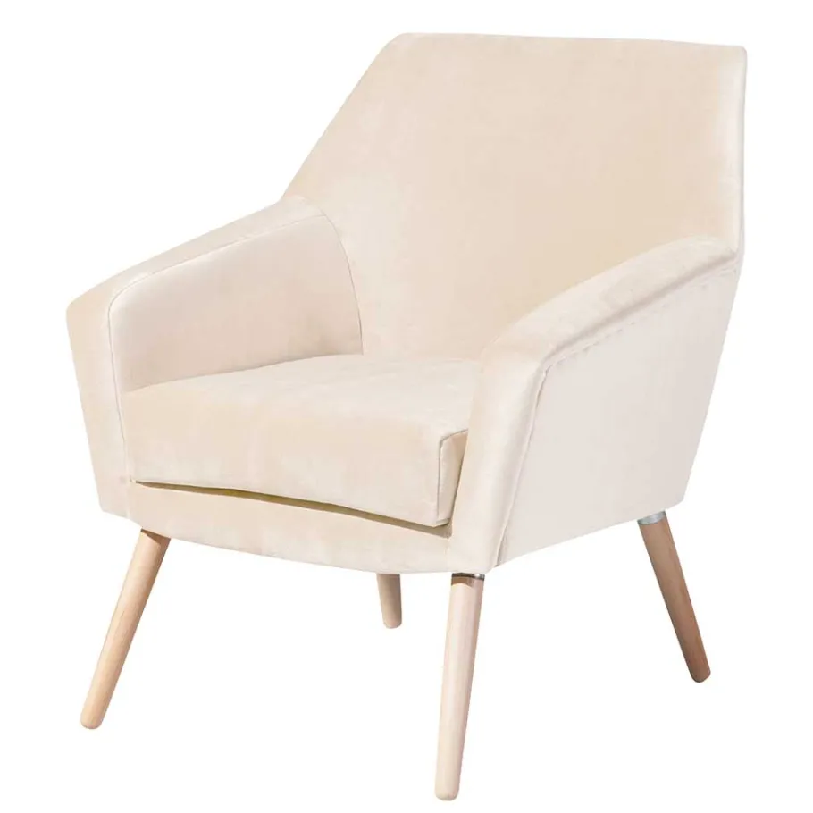Best Wohnen Heller Sessel in Creme Samtvelours - Agnesco