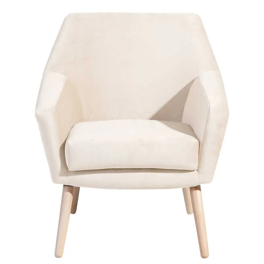 Best Wohnen Heller Sessel in Creme Samtvelours - Agnesco