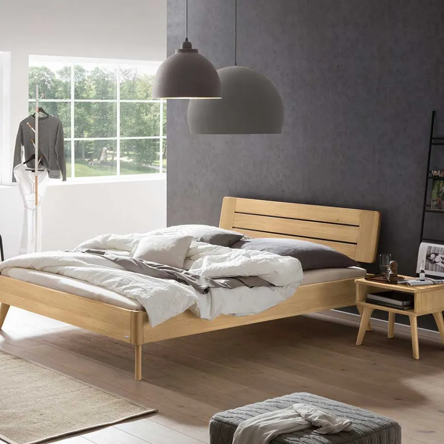 Clearance Wohnen Helles Eichenbett in modernem Design - Voluntary
