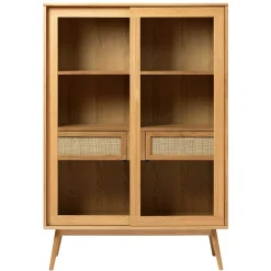 Wohnen Helles Highboard mit Glas in Natur - Saltenas